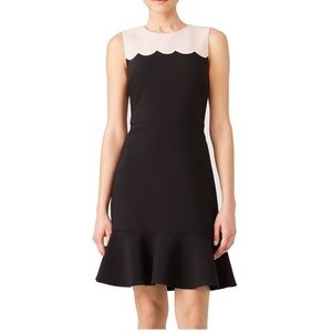 Kate Spade Black and Pink Scallop Detail Sleeveless Dress with Flounce Hem